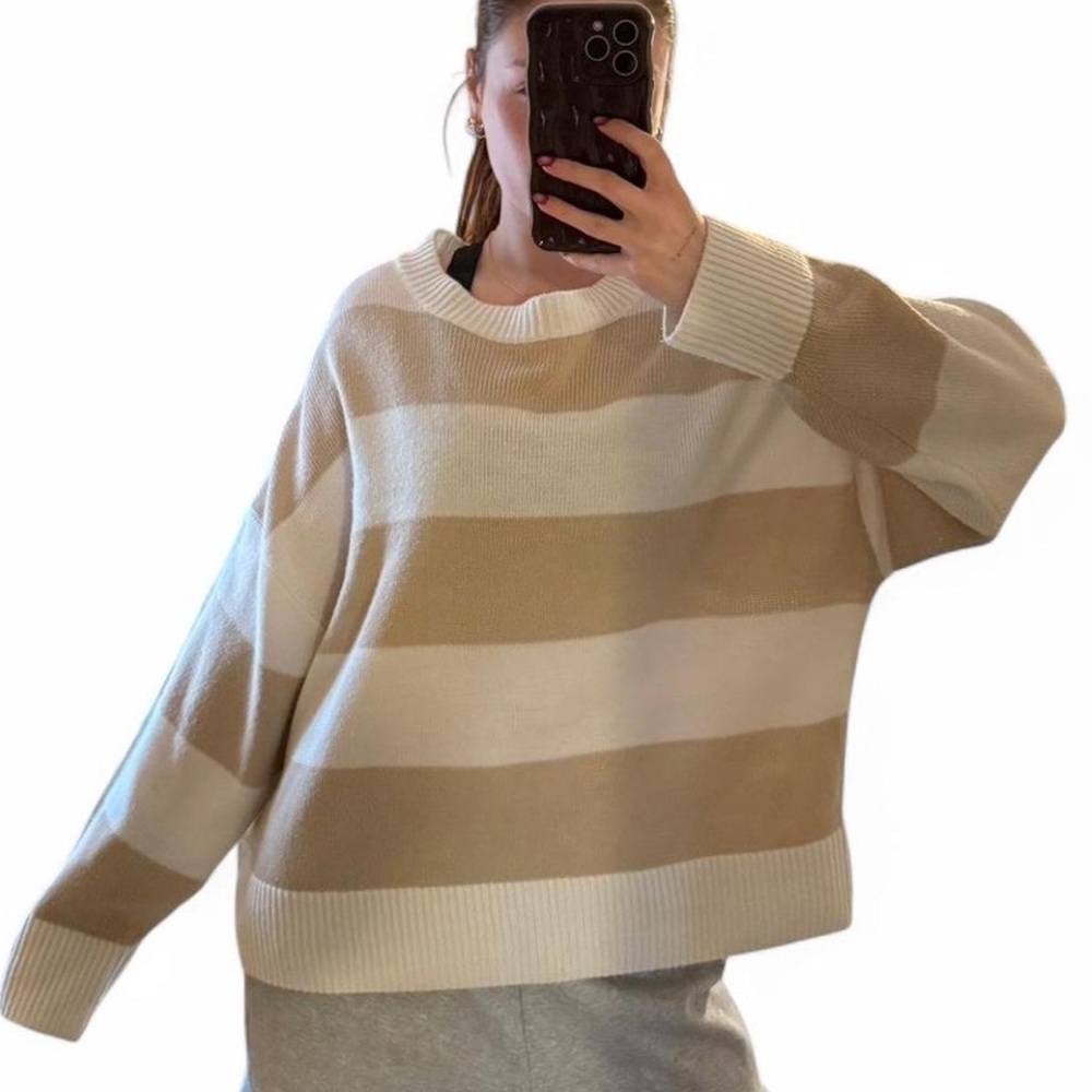 H&M Tan and white striped sweater